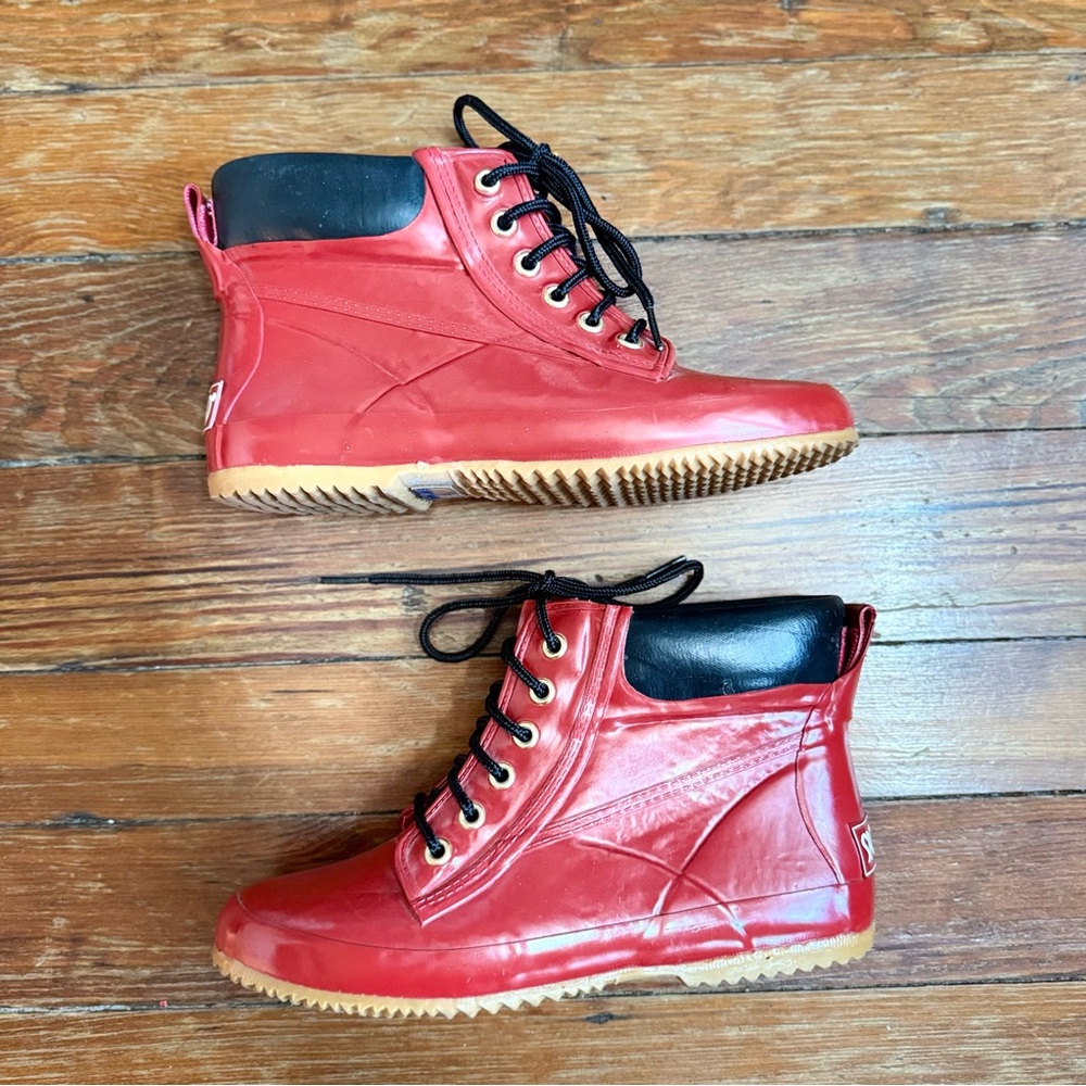 Vintage Sporto 1980s Red Rubber Fleece Lined Rain Boots